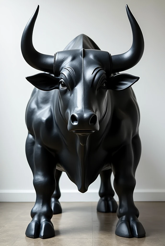 bull made of black paint with 4 horns
