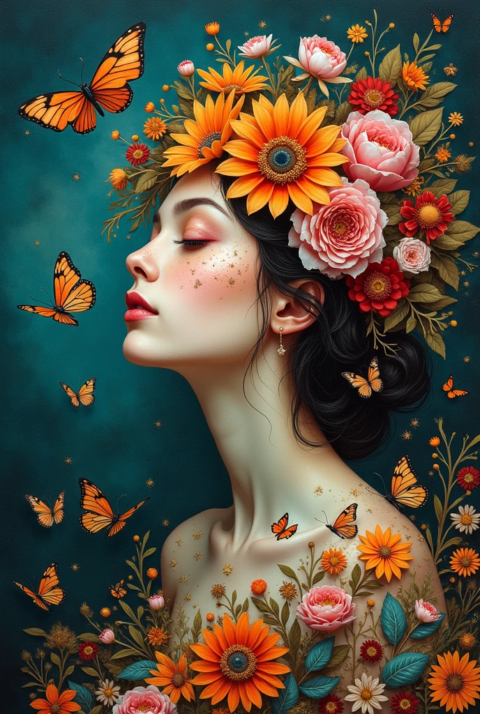 Name AMERETH CECILIANO intertwined with flowers and butterflies