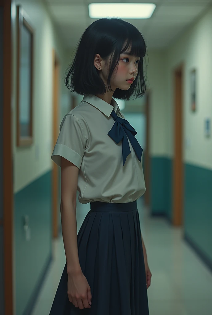Growing breasts girl in uniform