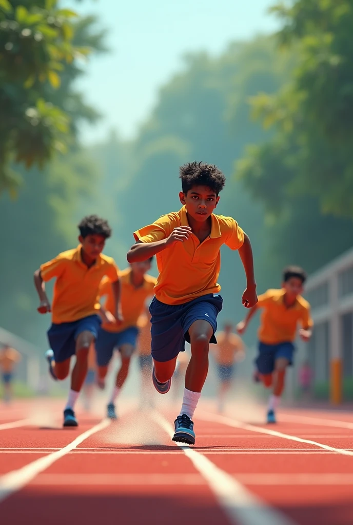 Kerala School Boys passing relay baton in track