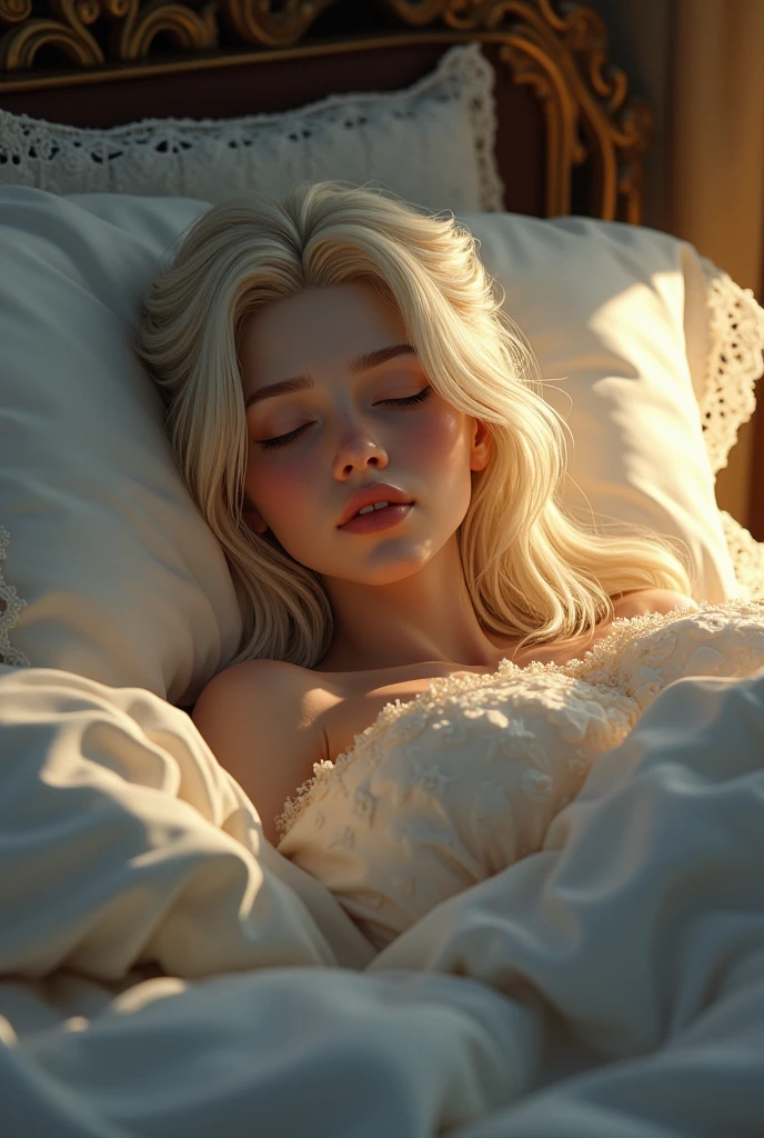 fflunafreya in bed sleeping photorealistic