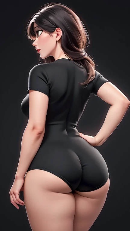 (best qualityer:1.4), body focus, (cute face), work of art, above, ultrarealistic, (((best qualityer))), ((comely Finger)), Gorgeous character design, ,lighting perfeita, colorfully, Ablaze_front_face_lighting, ultra high resolution, high resolution, absurderes:1.2, bokeh:1.2, Lens flare, (Vibrant_colour:1.2), (comely, medium breasts:1.2), (thick-thighs:1.1), thick,
Animated female character, mature, curvy body, sideways back, ((view from above)), empinando a bunda, ((back view)), Pale skin, ((wearing a skin-tight black lycra shorts)), ((wearing panthose)) silver necklace with pendant, wrinkles, Red lips, long hair, shot from the back, above