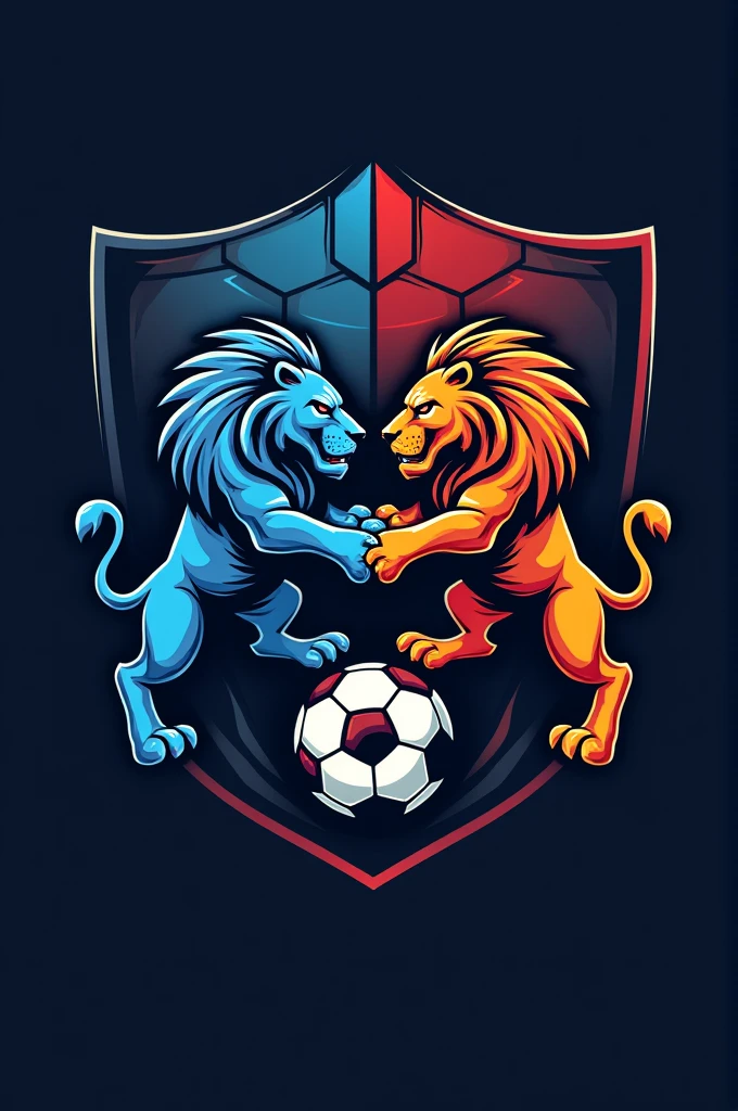 Generate a soccer logo with lions embedded in the logo