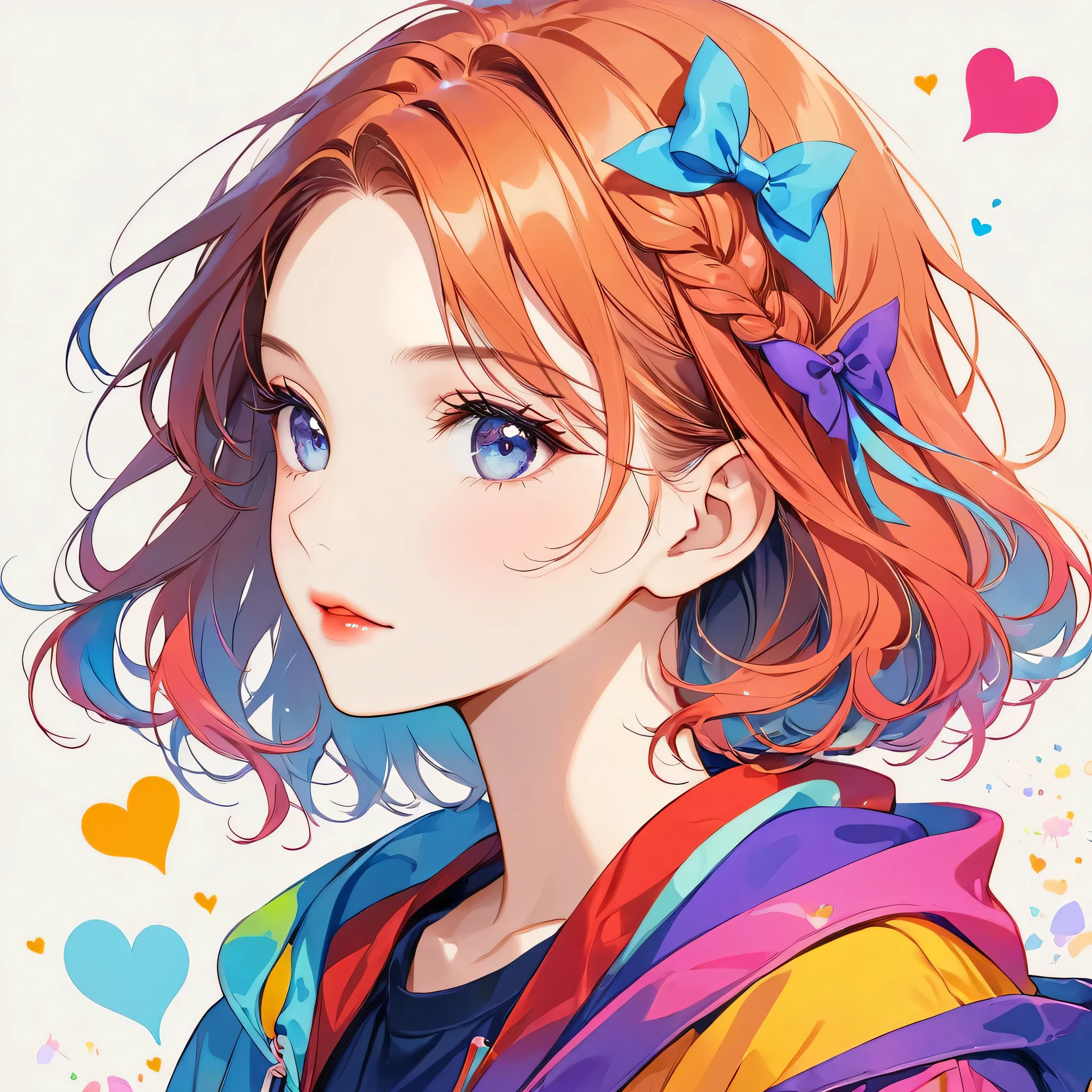 Micho colorful style, Simple Line Initialism,Abstract art,Urban Background, (((The most beautiful girl of all time))), Sweet face. Lips in love, colorful hearts, stylish design