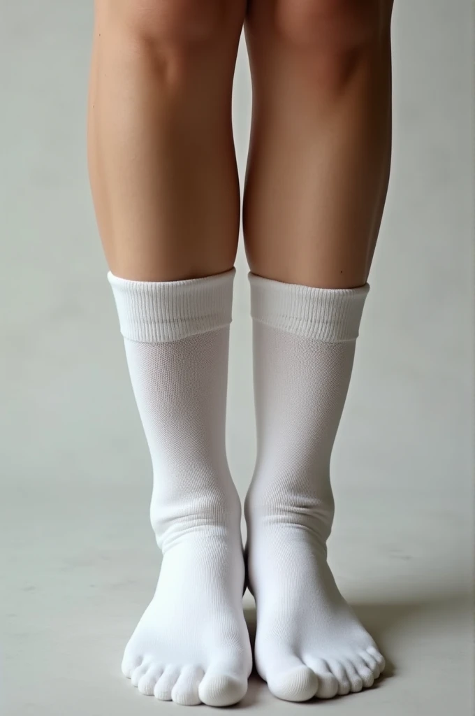 ,Wearing white socks,No clothes and pants
