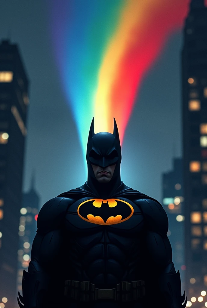 Generates a Batman signal, but instead of said logo, be an LGBT flag