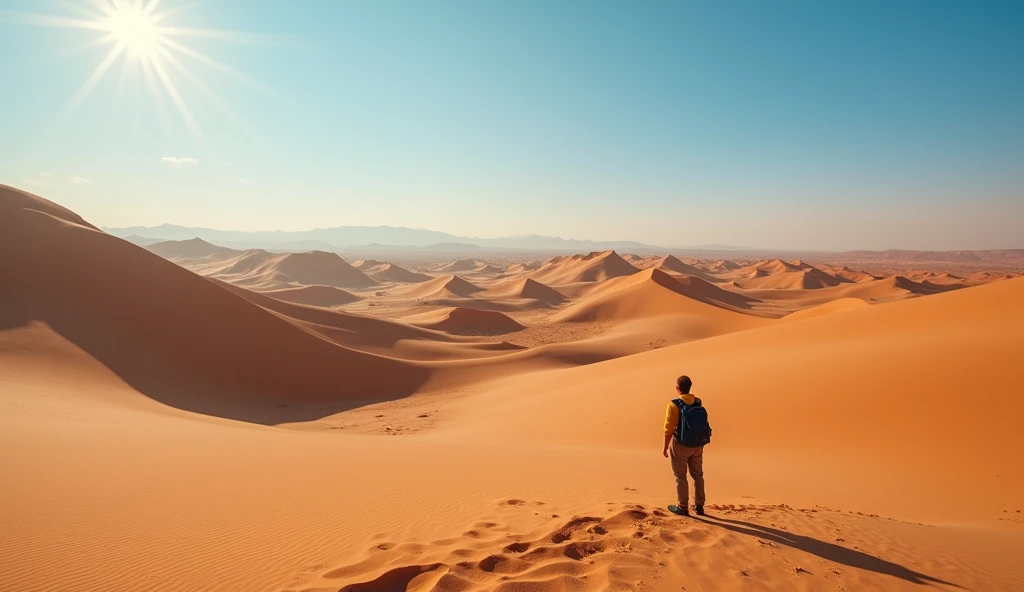 Man fromt in desert beautiful view