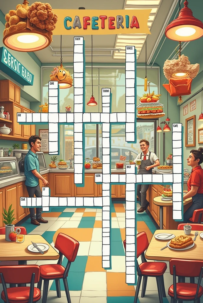 Cafeteria phrase crossword puzzle style pastime