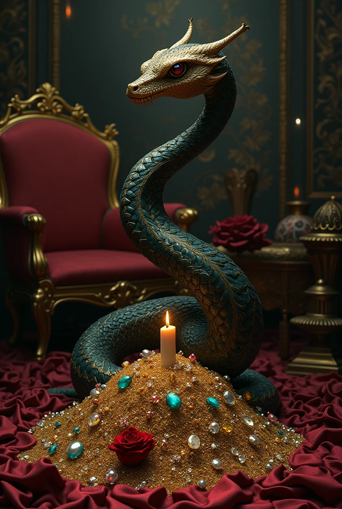 create an image that represents lust and greed without using people in the image.