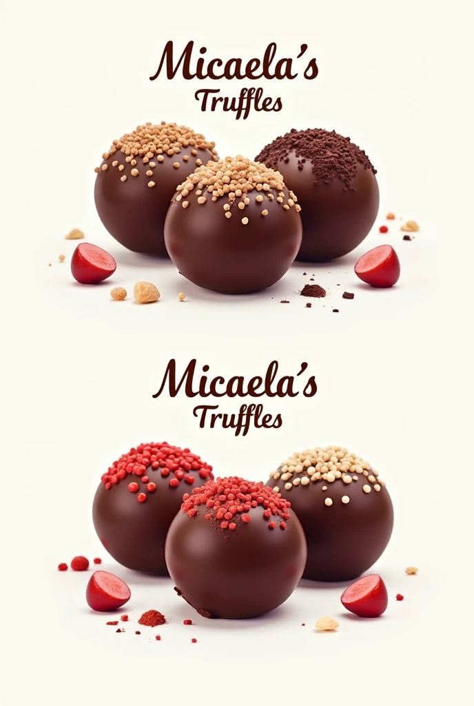 logo of truffles with colored balls with the name of Micaela`s truffles
