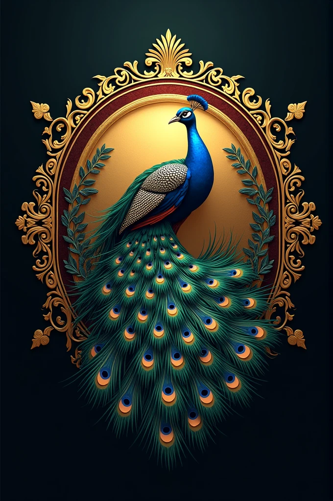 Mayuri grand banquet hall logo with bold peacock with decent size and shape