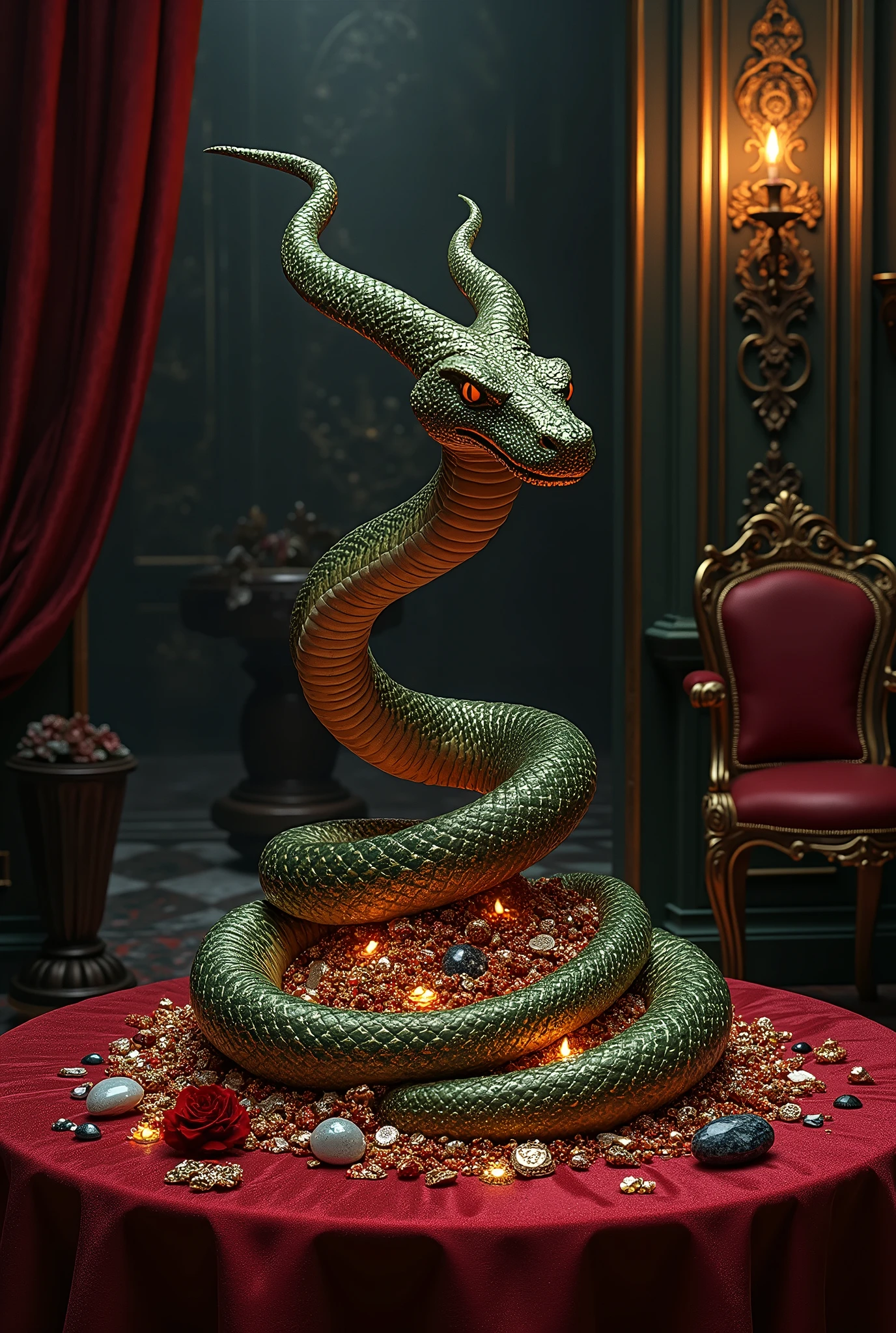 create an image that represents lust and greed without using people in the image.