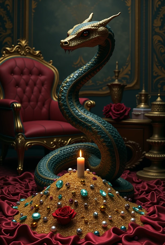 create an image that represents lust and greed without using people in the image.