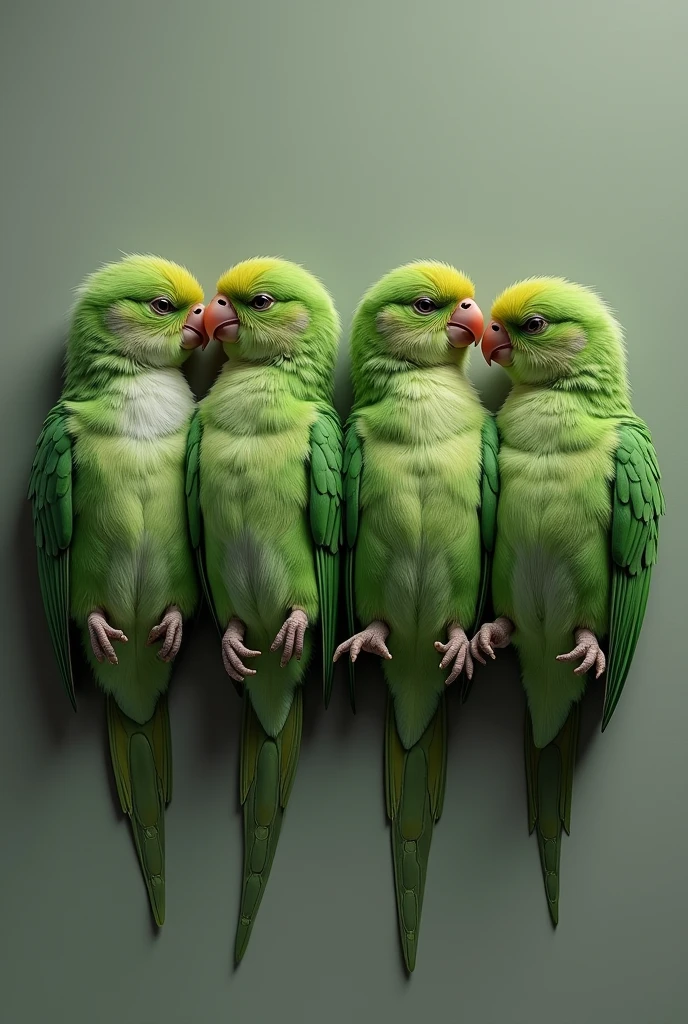 4 whole green parrot chicks dead and smaller