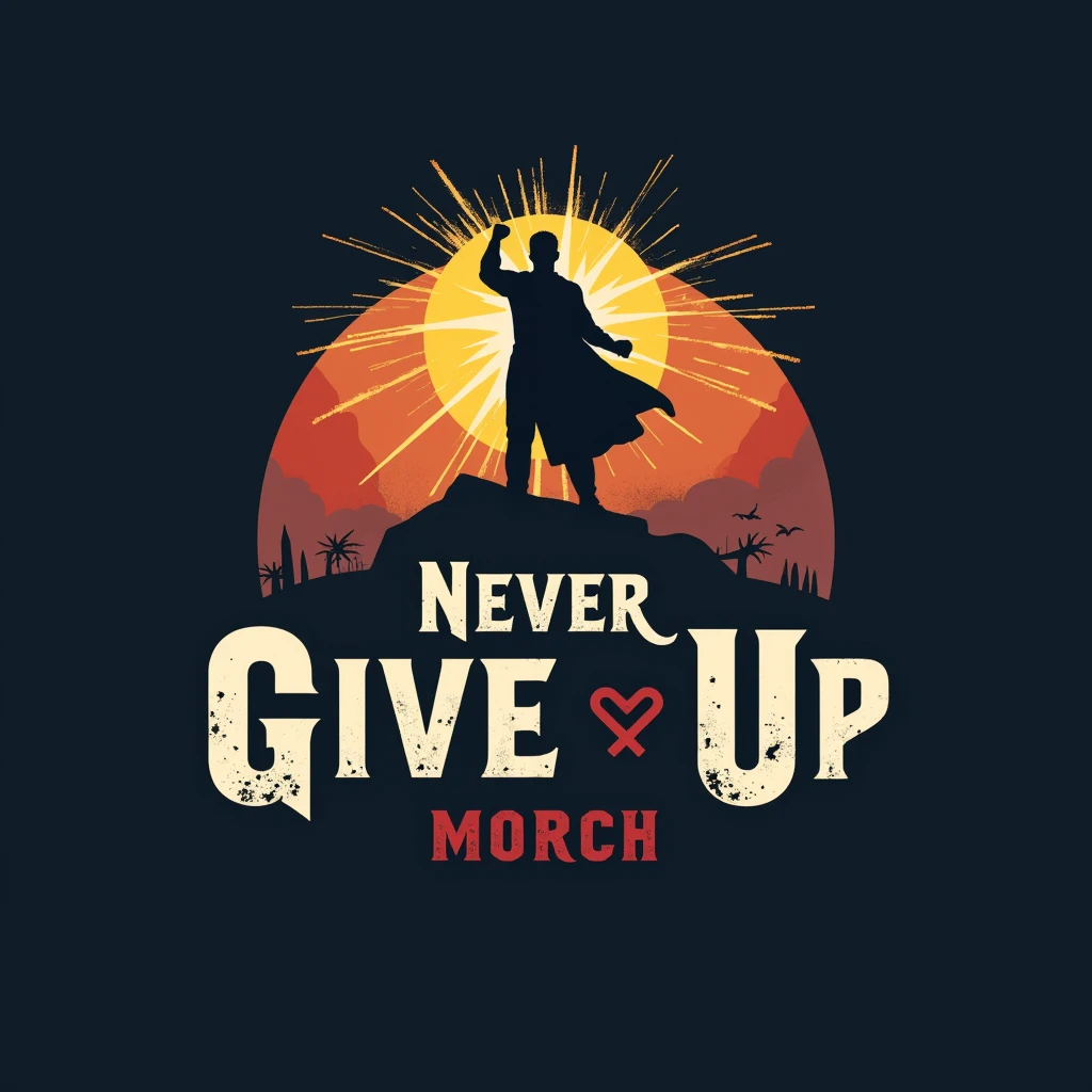 design never give up logo