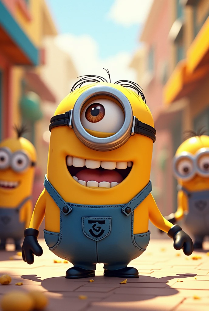 A happy picture of tiny bob smiling from minions