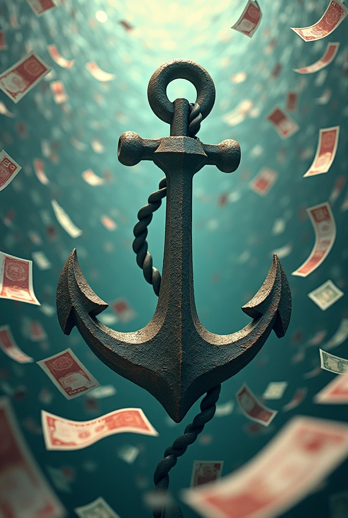 Anchor thrown into a sea of banknotes