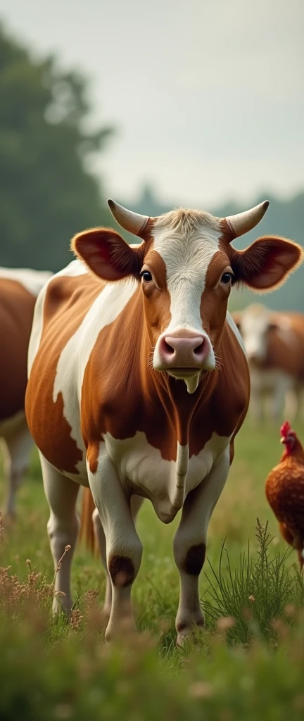 Farm where cows appear, Pigs and chickens in high definition and look very realistic