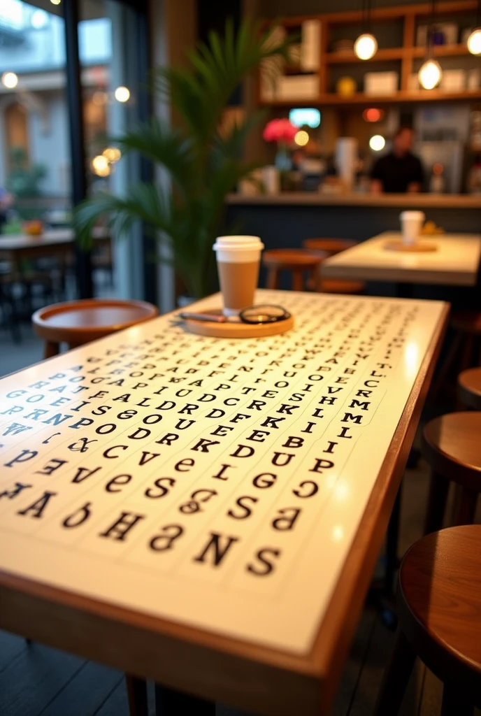 Word Search Themed Cafe Table