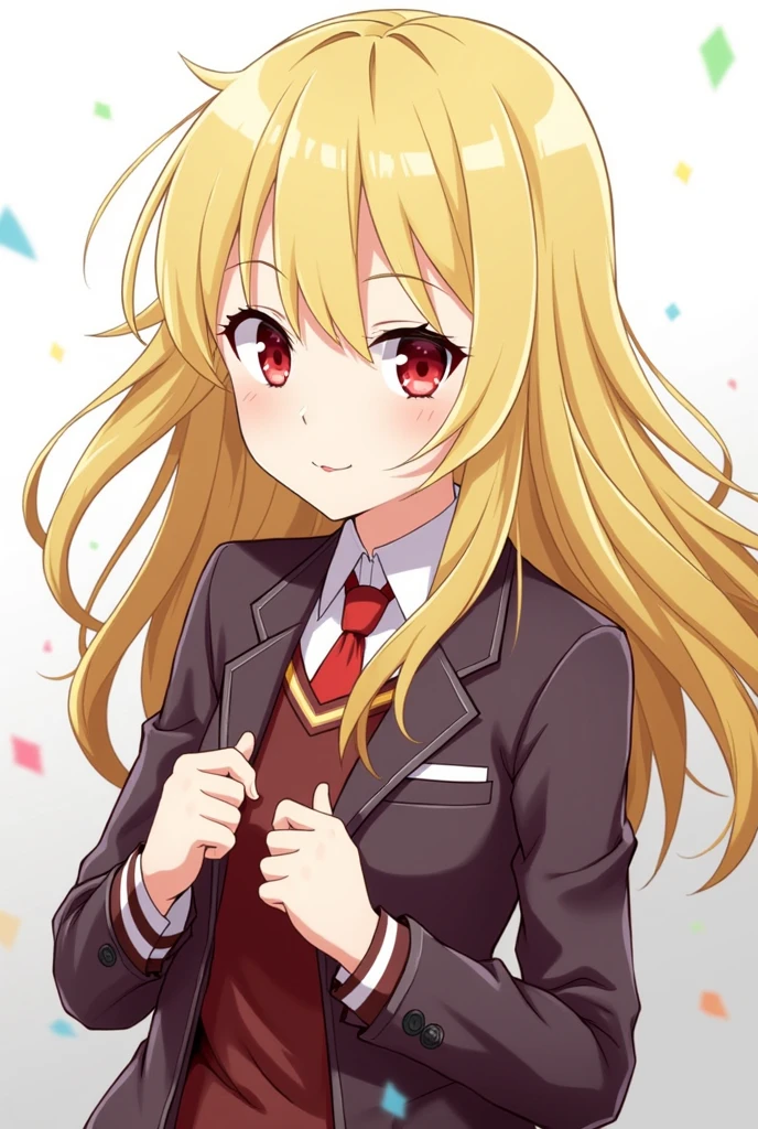 boku no hero academi character blonde iris red woman with ua uniform
