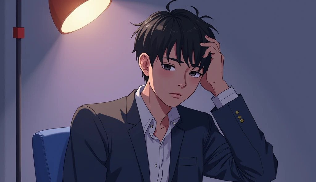 there is a young man in a white shirt and red tie looking out a window, cai xukun, boy staring at the window, wearing japanese school uniform, xue han, inspired by Ding Yunpeng, xiang duan, xintong chen, ryan jia, yihao ren, thoughtful ), jinyiwei, nanquan, with a sad expression