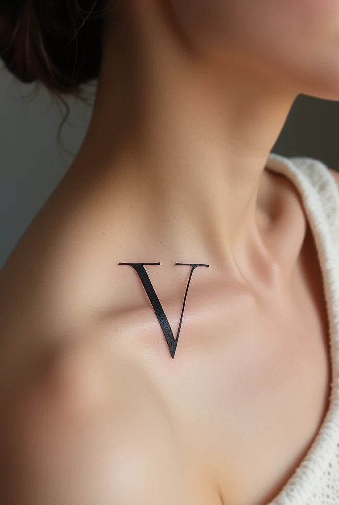 Create a tattoo minimalist with initial v, for a woman