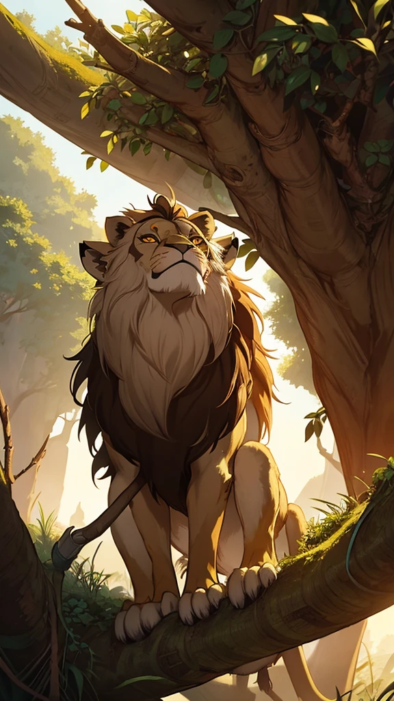The lion king talking to the old monkey