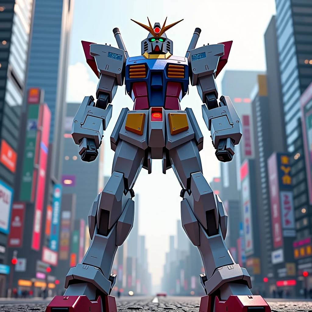Highest quality, gundam zero, masterpiece, In the city、front、upright、Standing with your legs apart、3d、