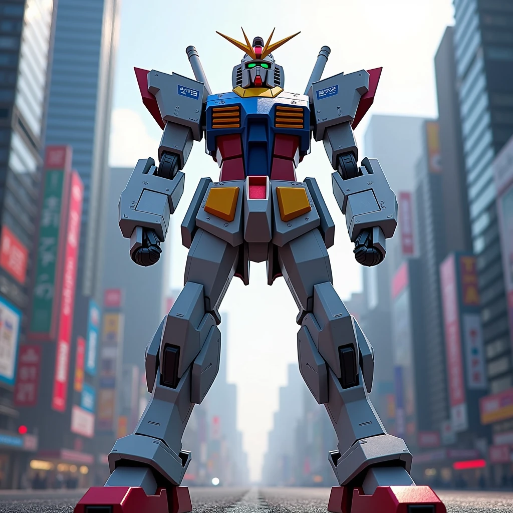 Highest quality, gundam zero, masterpiece, In the city、front、upright、Standing with your legs apart、3d、