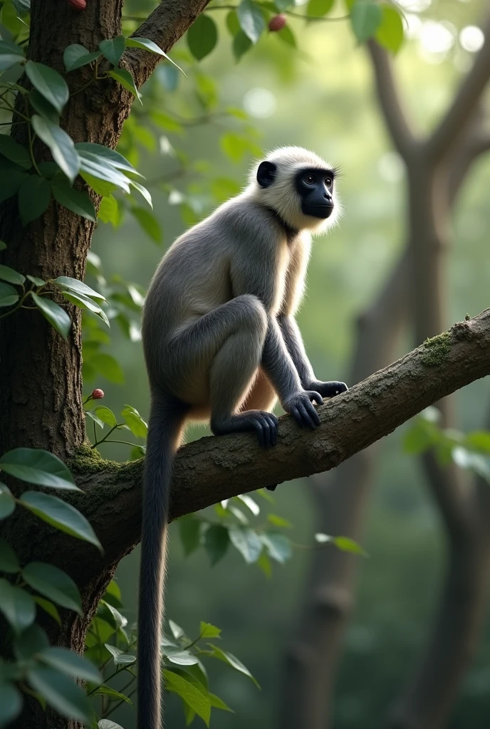 Langur coming out of a branch