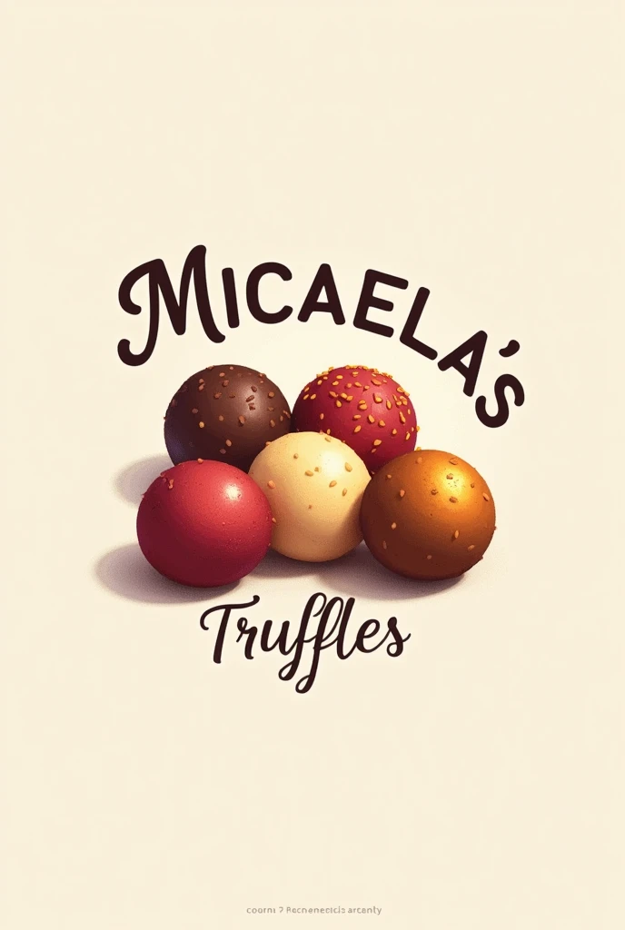 Truffle logo with colored balls with Micaela&#39;s name`s truffles
