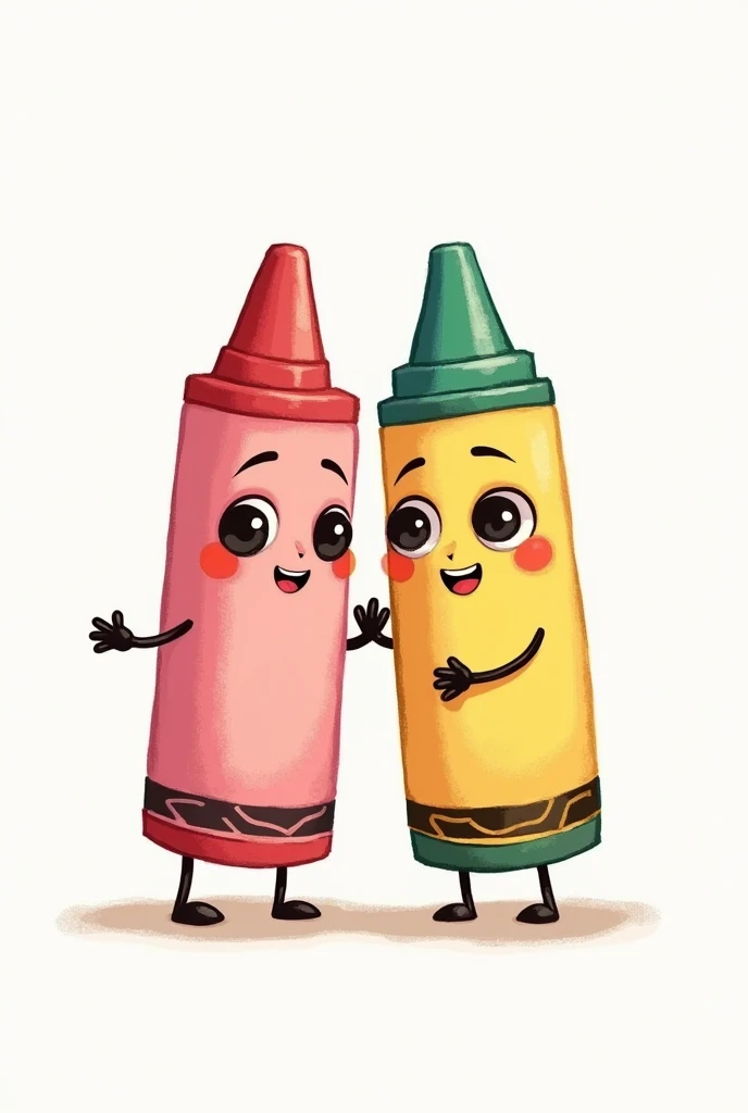 two colored crayons without a background