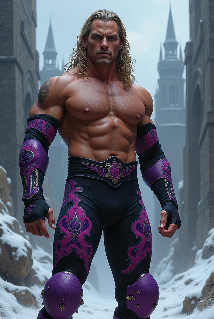 Bret Hart in Game Of Thrones style with purple details on the outfit