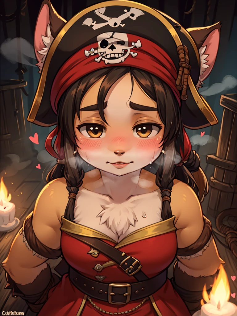 horror , (Pirates of the Caribbeancom) , moist thin eyes , glossy lips , Swollen cheeks , heart is beating fast , steamy breath