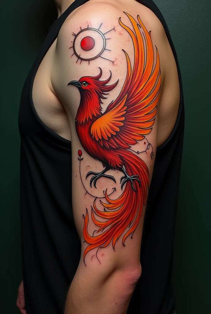 Phoenix reborn in Virgo tattoo for man&#39;s arm
