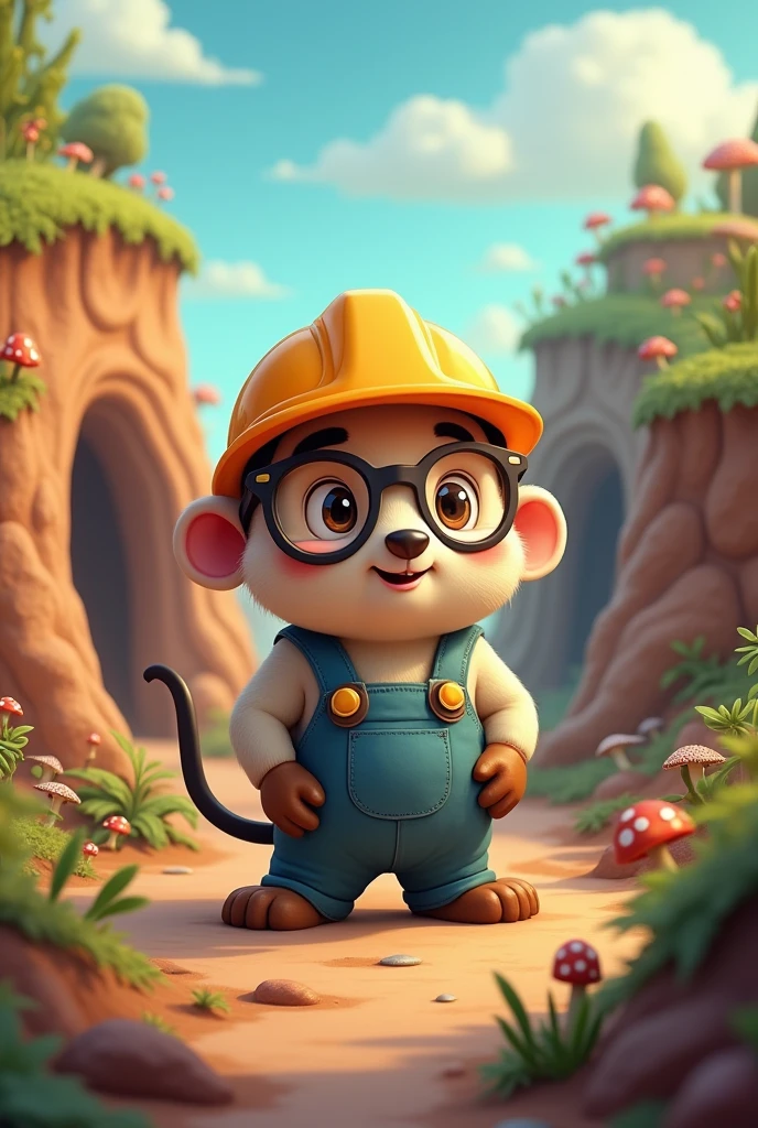 Mascot topography mole engineer with glasses cartoon