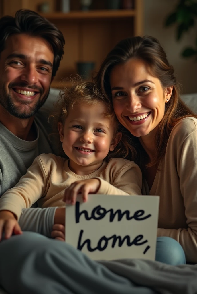 A close-up of the photograph showing a smiling family.
Emily notices the writing: "Welcome home, Emily." The room begins to darken, the light flickers, and the temperature drops. scary intense