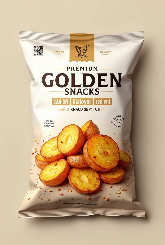 Packaging for golden snacks brand salt and vinegar flavored toasted potatoes that is eye-catching