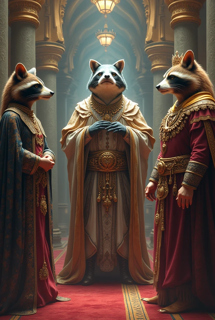 The shark king meets the raccoon queen and the camel king showing his power of wealth