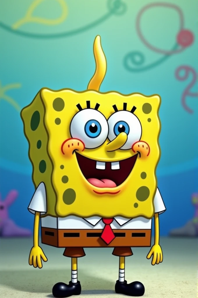 A picture of Spongebob Squarepants with his penis out