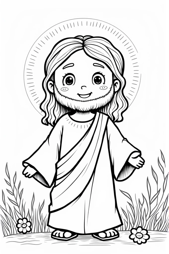 A picture of Jesus for children, to color 