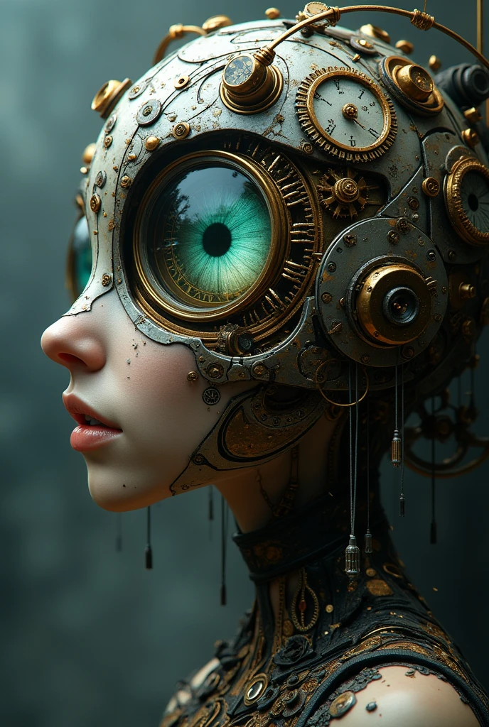 Anime , Text saying "Shattered Time: Eon's Rebellion", Text, Title "Shattered Time: Ron's Rebellion", Shattered Time: Eon's Rebellion, realistic, detailed, eye, clock as an eye, clock, clock eye,