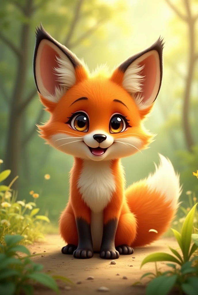 An image of a happy baby fox