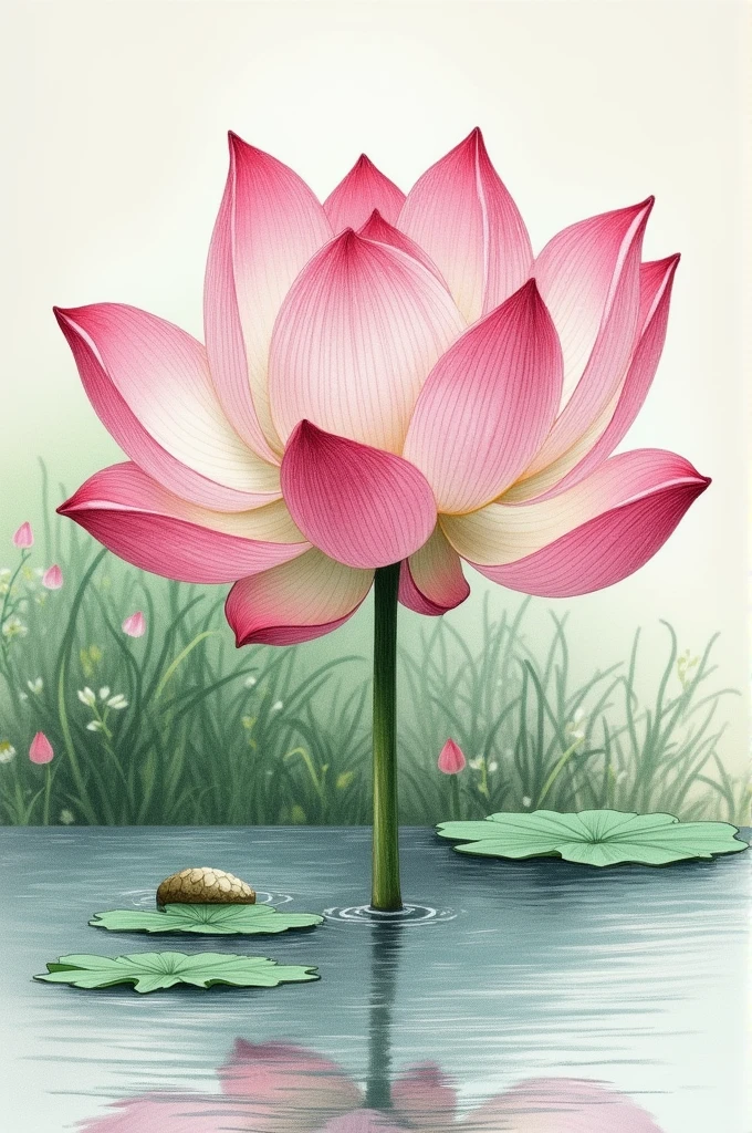 Indian lotus flower drawing