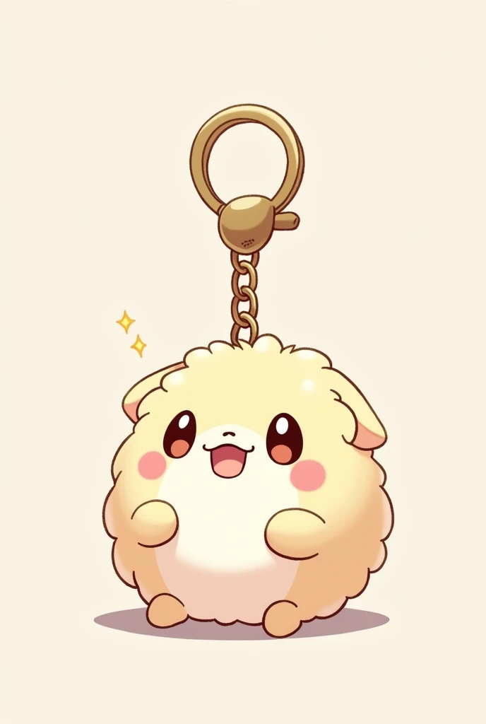 A fluffy keychain that is not too big but not too small either., anime style