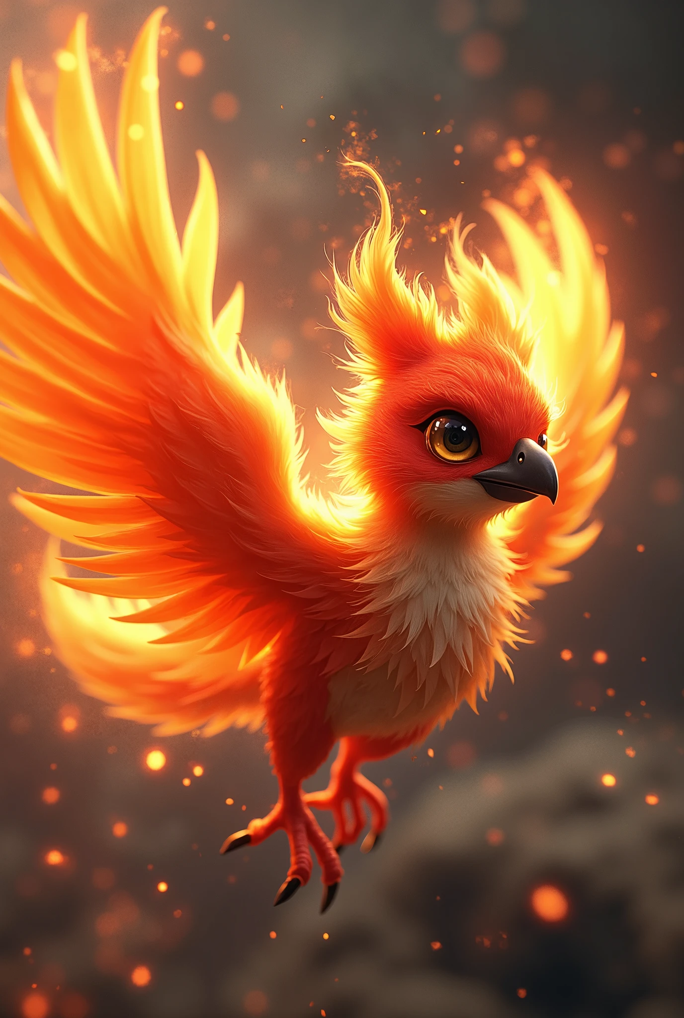 A tiny Phoenix with explosive firepower, Mach movement, speed lines, and sparks