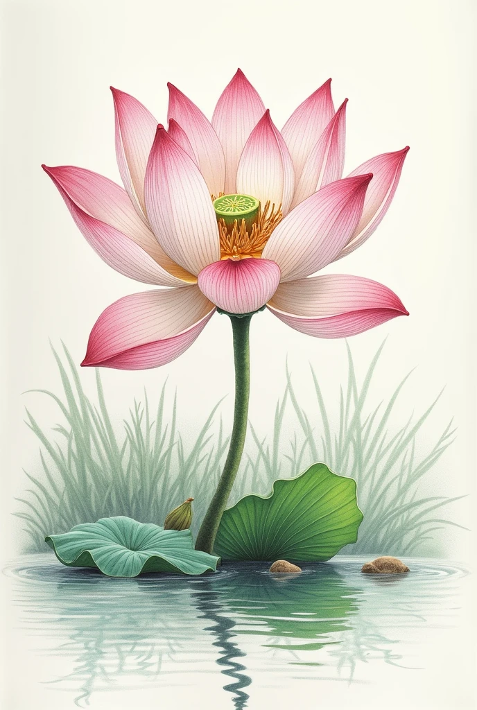 Indian lotus flower drawing 