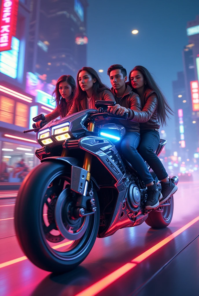 5 people riding on a motorcycle arcade game