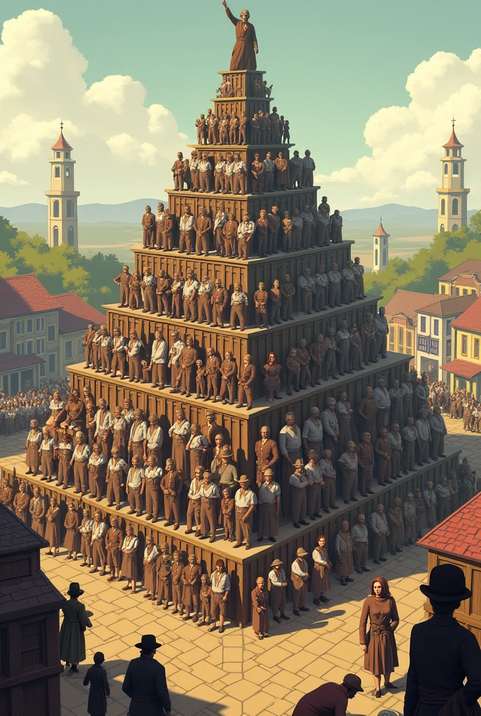 2D pyramid of social classes from the colonial era in America