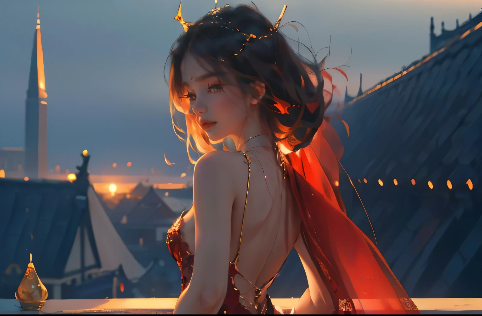 (practical, Photorealistic:1.37), (masterpiece, Highest quality:1.2), (Ultra-high resolution:1.2), (Original photo:1.2), (Clear focus:1.3), (Face Focus:1.2), (Highly detailed CG Unity 8k wallpaper:1.2), (Beautiful Skin: 1.2), (Pale skin:1.3), (Super sharp focus: 1.5), (Super sharp focus:1.5), (Beautiful and clean face:1.3), (非常にDetailed Background, Detailed Background:1.3), Bokeh, Depth of written boundary, rest, Image of a Very Cute and Beautiful Japanese Woman, , business suit, (2:1.1), smileの少女の肖像画, Full body image, from the front, Symmetrical Configuration, (Studio Lighting:1.3), (Cinema Lighting:1.3), (Rear window lighting is backlit:1.3), (surface light:1.3), Light Enveloping Her Entire Body, Looking straight at you, Persistence, Sexy model posing, rest, (Chestnut Half-Hair:1.2), Light green eyes, Beautiful Eyes, Princess Eyes, Mahogany Hair, A single hair, bangs, slim, Abdominal muscles, (Huge breasts;1.35), (Willow West:1.15), (Details of a beautiful girl:1.4), (Elegant and gorgeous deep red lace silk red wedding dress:1.3), (BaliOcean view背景:1.2), (smile, happiness:1.3), ((Perfect female body)), (Upper body image:1.3), Encircling the head, Perfect Dramatic, Volumetric lighting, Professional majestic oil painting, Glowing Skin, CT ???????, Perfect Proportions, 8.Five Really Small, Face Focus, Ultra practical Photo, Extremely clear images, Ultra-high definition images, Bali, Ocean view, nature, External, ((walking beach:1.2,evening,Sunset,夜空にたくさんのstarが美しく輝いている, 長時間露光されたstar空に、Many circular orbits are visible in the image.,無数のstarが輝き、Shining with a fantastic light. star々is bright and vivid)),